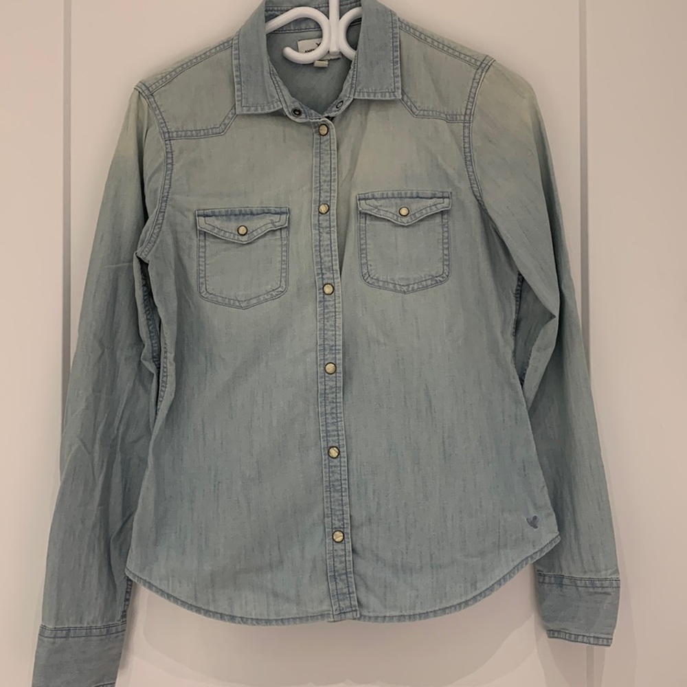 Small American Eagle jean button shirt